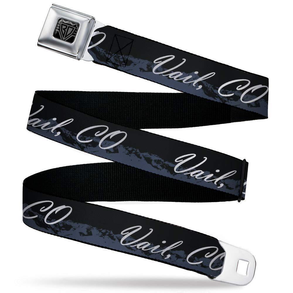6013 Seatbelt Belt - VAIL, CO Script/Mountains Black/Gray/White - 1.0" Wide